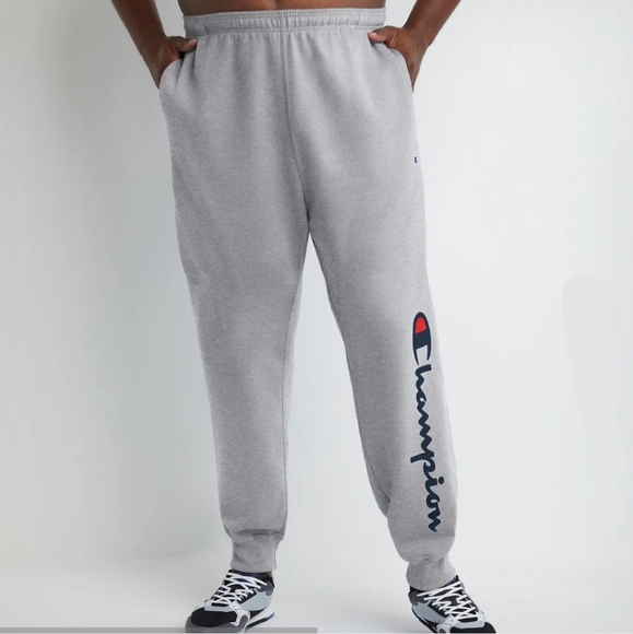 Champion Other - CHAMPION BIG MAN Gray Powerblend Joggers Script LOGO Pockets Size 4XL Cotton.